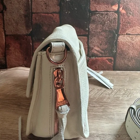 NWT Aimee Kestenberg White Leather Crossbody Bag with pockets and wide strap. - Picture 10 of 16